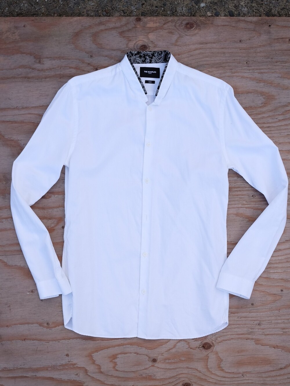 The Kooples White Mandarin Collar Long-Sleeve Shirt